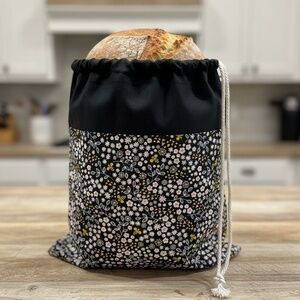 Black Yellow White Bumblebee Cotton Bread Bag with FREE Mason Jar Bonnet